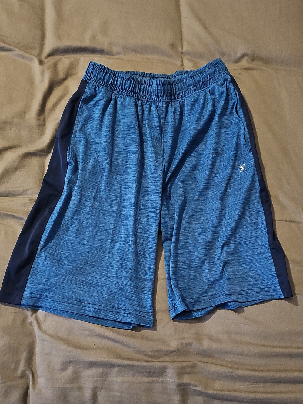 Xersion Blue Athletic Shorts with Navy Panels